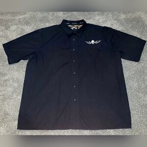 Harley Davidson Full Throttle Button Down Work Shirt with Skull Logo Size 2XL